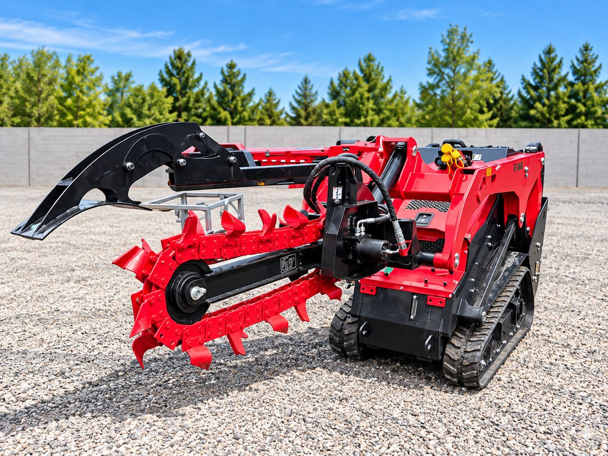 SL-1050K Mini Skid Steer with Chain Trencher for rent from PayLess Equipment Rental LLC